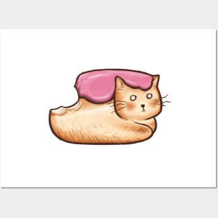 Bread Loaf Cat Strawberry Posters and Art